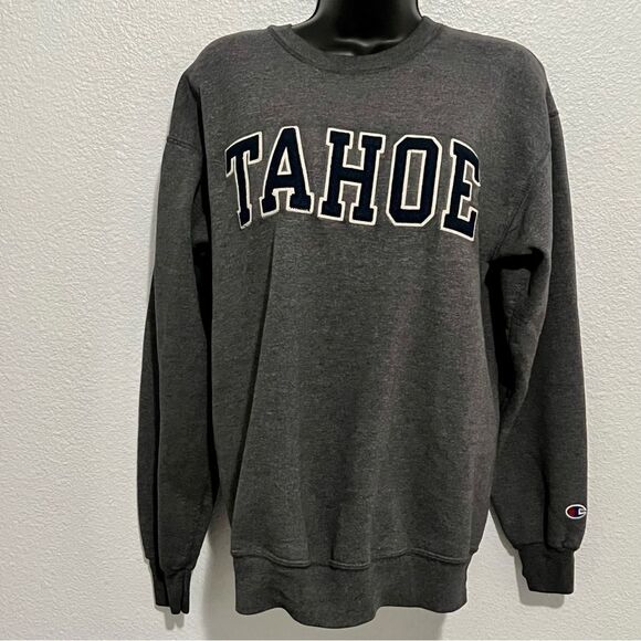 Vintage 90s Champion Tahoe Tackle Twill Appliqué Sweatshirt Pullover Unisex M - Picture 1 of 11
